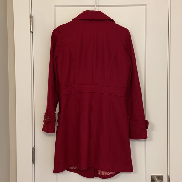 Red Wool Blend Fall Coat - Picture 4 of 8